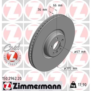 ZIMMERMANN Bremsscheibe 150.2962.20 Coat Z