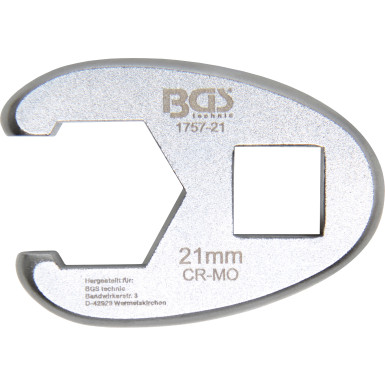 BGS Hahnenfußschlüssel | Antrieb Innenvierkant 12,5 mm (1/2"""") | SW 21 mm | 1757-21
