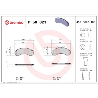 BREMBO Bremsklötze VA | MERCEDES 100 91 | P 50 021