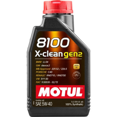 Motul 8100 X-clean gen2 5W-40 C3 1 Liter 8100 X-CLEAN GEN2 5W-40 109761 Motul 8100 X-clean gen2 5W-40 C3 1 Liter 8100 X-CLEAN GEN2 5W-40 109761