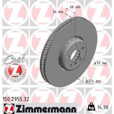 ZIMMERMANN Bremsscheibe 150.2955.32 FORMULA F