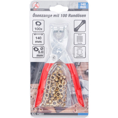 BGS Ösenzange mit 100 Rundösen 5,0 mm BGS Do it yourself 75831