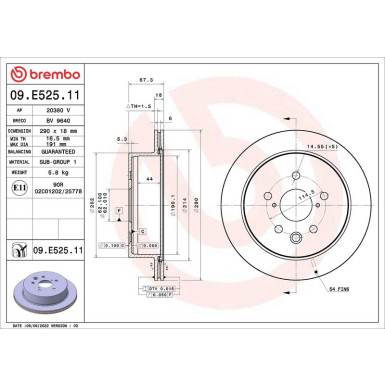 Bremsscheibe HA | LEXUS IS 13 | 09.E525.11