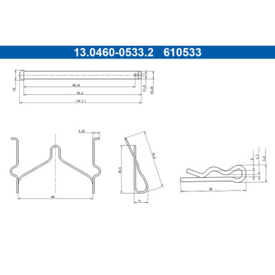 Zusatzsatz, Scheibenbremsbelag | 13.0460-0533.2 Zusatzsatz, Scheibenbremsbelag | 13.0460-0533.2