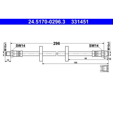 ATE Bremsschlauch | 24.5170-0296.3