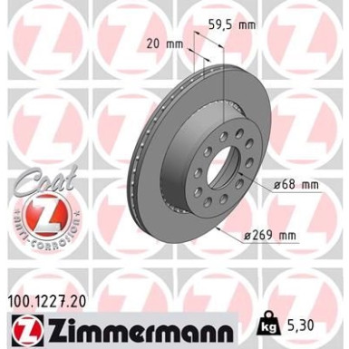 ZIMMERMANN Bremsscheibe | 100.1227.20