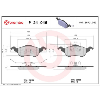 BREMBO Bremsklötze VA | FORD Focus 98-07 | P 24 046
