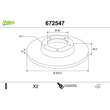 VALEO Bremsscheibe 672547 COATED
