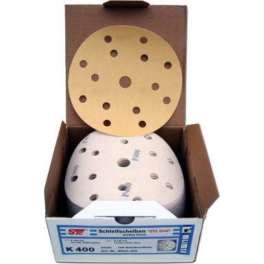 STC Schleifscheibe Gold (150 mm, 15 Loch, Klett), 400er Körnung | 8500400