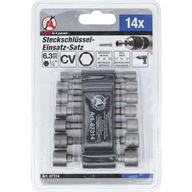 BGS Steckschlüssel-Bit-Satz Antrieb Außensechskant 6,3 mm (1/4 ) metrisch + Zoll 14-tlg BGS Do it yourself 67314