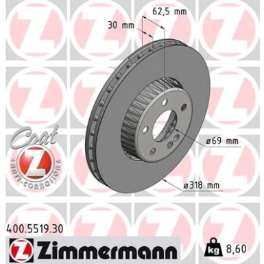 ZIMMERMANN Bremsscheibe 400.5519.30 FORMULA S