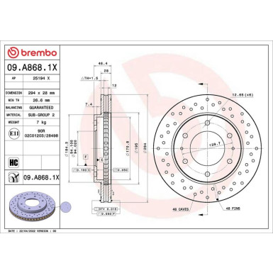 Bremsscheibe VA Xtra | FIAT Fullback MITSUBISHI 04 | 09.A868.1X
