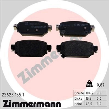 ZIMMERMANN Bremsbelagsatz, Scheibenbremse | 22623.155.1
