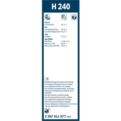 BOSCH | Heckscheibenwischer H240 | Mini Cooper, One | 3397011677