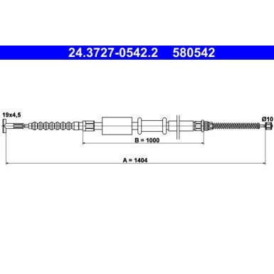 ATE Handbremsseil Seilzug Festellbremse 24.3727-0542.2