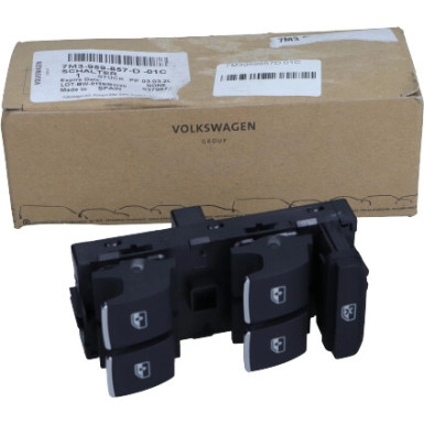 Original VAG Fensterschalter Skoda Kodiaq 16- (Farbe: Mattschwarz - Brillantes Chrom) | 5G0959857EIHA