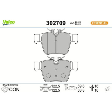 VALEO Bremsbeläge 302709