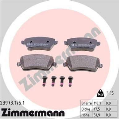 ZIMMERMANN Bremsbelagsatz, Scheibenbremse | 23973.175.1