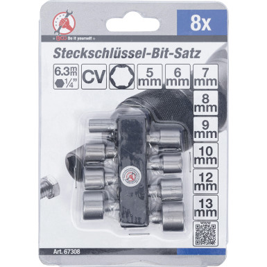 BGS Steckschlüssel-Bit-Satz Antrieb Außensechskant 6,3 mm (1/4 ) SW 5 - 13 mm 8-tlg BGS Do it yourself 67308