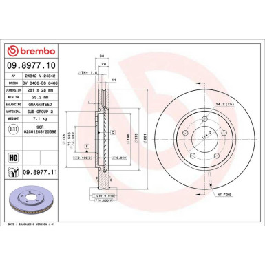 91 481 004 Bremsscheibe VA | CHRYSLER Voyager 00 | 09.8977.11