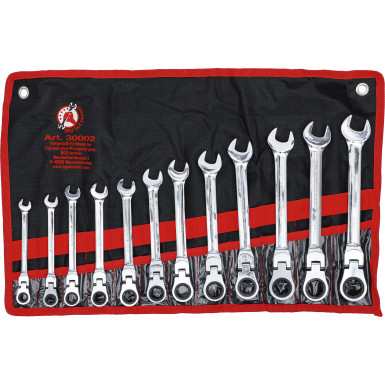 BGS Ratschenring-Maulschlüssel-Satz flexible Köpfe SW 8 - 19 mm 12-tlg BGS Do it yourself 30002