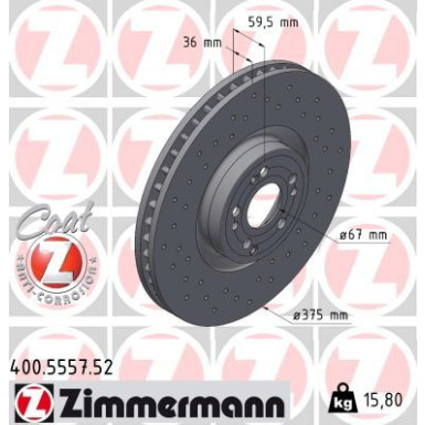 ZIMMERMANN Bremsscheibe | 400.5557.52