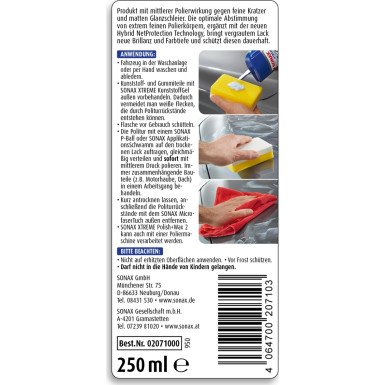 Sonax Xtreme Polish & Wax 2 250ml XTREME Polish+Wax 2 02071000