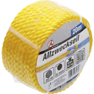 BGS Kunststoff-Seil / Allzweckseil | 6 mm x 20 m | gelb | 80805