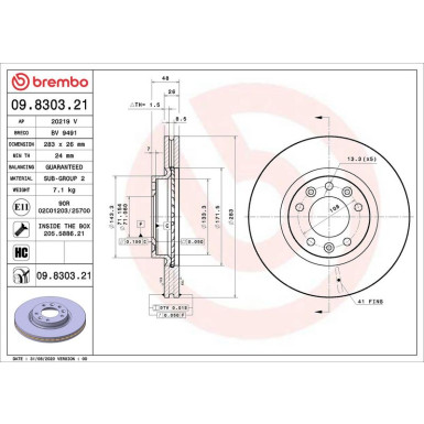 Bremsscheibe VA OPEL Combo 18 PRIME LINE - UV Coated 09.8303.21