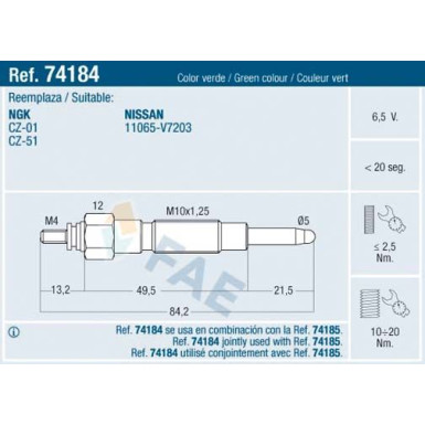 FAE Glühkerze 74184