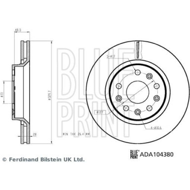 BLUE PRINT Bremsscheibe ADA104380 BLUE PRINT Bremsscheibe ADA104380