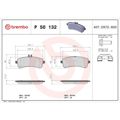 BREMBO Bremsklötze HA MERCEDES C, S-Klasse 14 PRIME LINE P 50 132