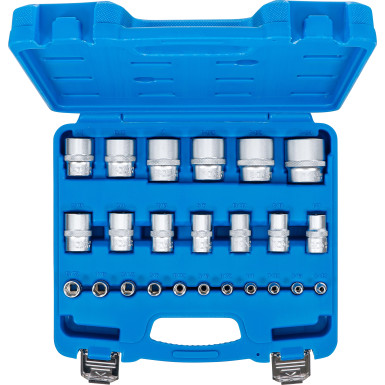 BGS Steckschlüssel-Einsatz-Satz Sechskant | Antriebe Innenvierkant 6,3 mm (1/4""""), 12,5 mm (1/2"""") | Zollmaße | 24-tlg | 2246