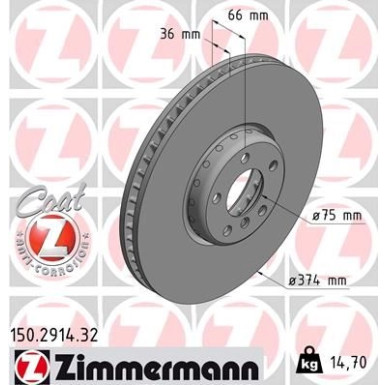 ZIMMERMANN Bremsscheibe 150.2914.32 FORMULA F