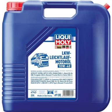 Liqui Moly LKW-Leichtlauf-Motoröl 10W-40 20 l | 4743 | 20L Kanister Kunststoff