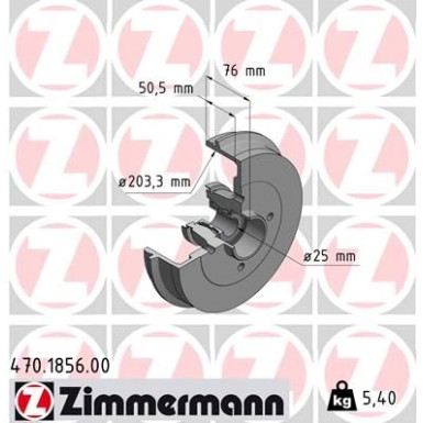 ZIMMERMANN Bremstrommel 470.1856.00 ZIMMERMANN Bremstrommel 470.1856.00