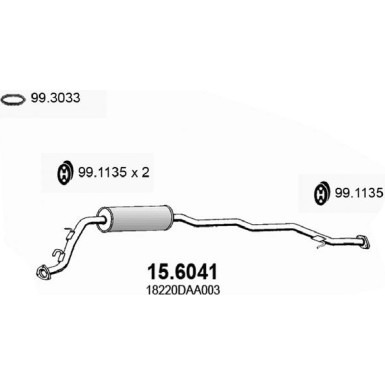 Mittelschalldämpfer HONDA Jazz 01 15.6041
