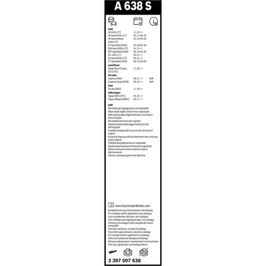 BOSCH | Scheibenwischer Aerotwin A638S 650/530 | Audi A6 [C7] | 3397007638