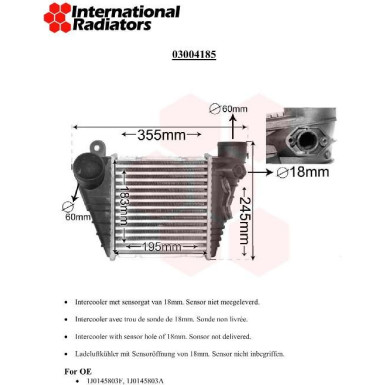 VAN WEZEL Ladeluftkühler 03004185 IR PLUS