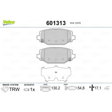VALEO Bremsbeläge 601313