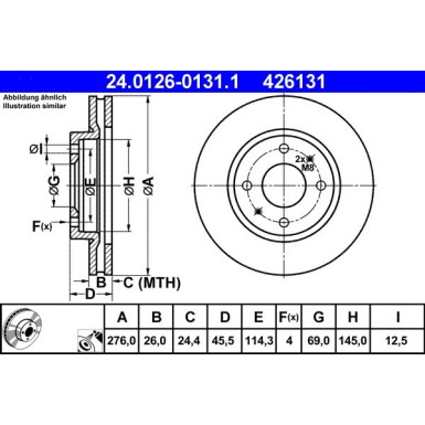 Bremsscheibe Mitsubishi P. Galant/Lancer 2.0-2.5 96-07 | 24.0126-0131.1
