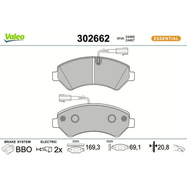 VALEO Bremsbeläge 302662