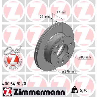 ZIMMERMANN Bremsscheibe 400.6470.20 Coat Z