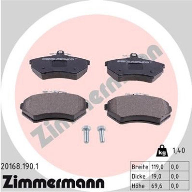 ZIMMERMANN Bremsbeläge | 20168.190.1