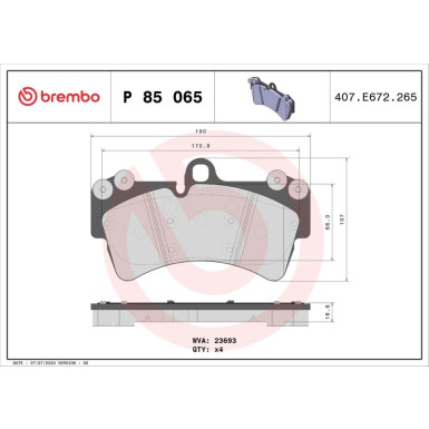 BREMBO Bremsklötze VA AUDI,PORSCHE Cayenne,VW Touareg 02 PRIME LINE P 85 065