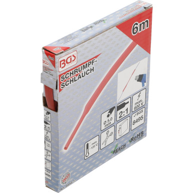 BGS Schrumpfschlauch-Box | rot | Ø 5 mm | 6 m | 6848-1