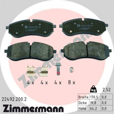 ZIMMERMANN Bremsbelagsatz, Scheibenbremse | 22492.200.2