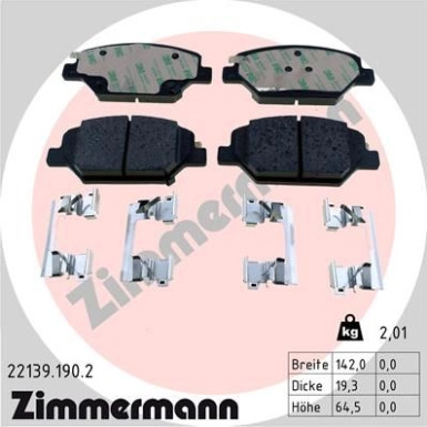ZIMMERMANN Bremsbelagsatz, Scheibenbremse | 22139.190.2