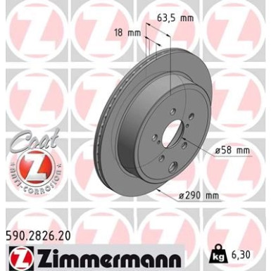 ZIMMERMANN Bremsscheibe | 590.2826.20