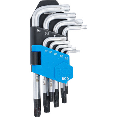 BGS Winkelschlüssel-Satz | kurz | T-Profil (für Torx) mit Bohrung T10 - T50 | 9-tlg | 809